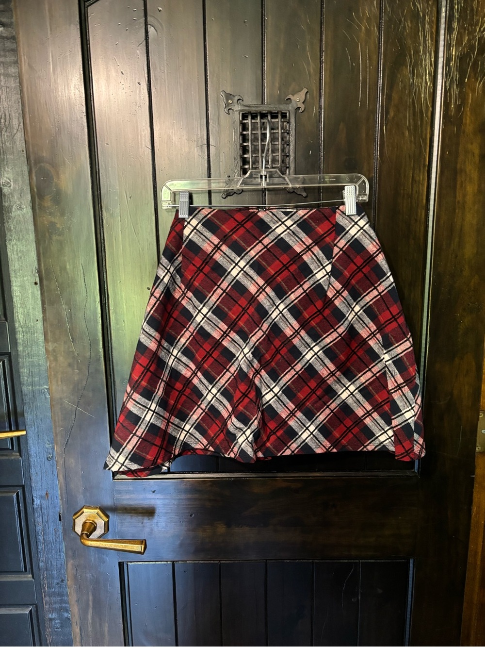 Plaid mini skirt red white black plus size 2X